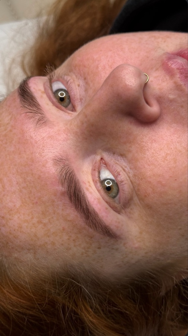 Brows after — defined and tinted
